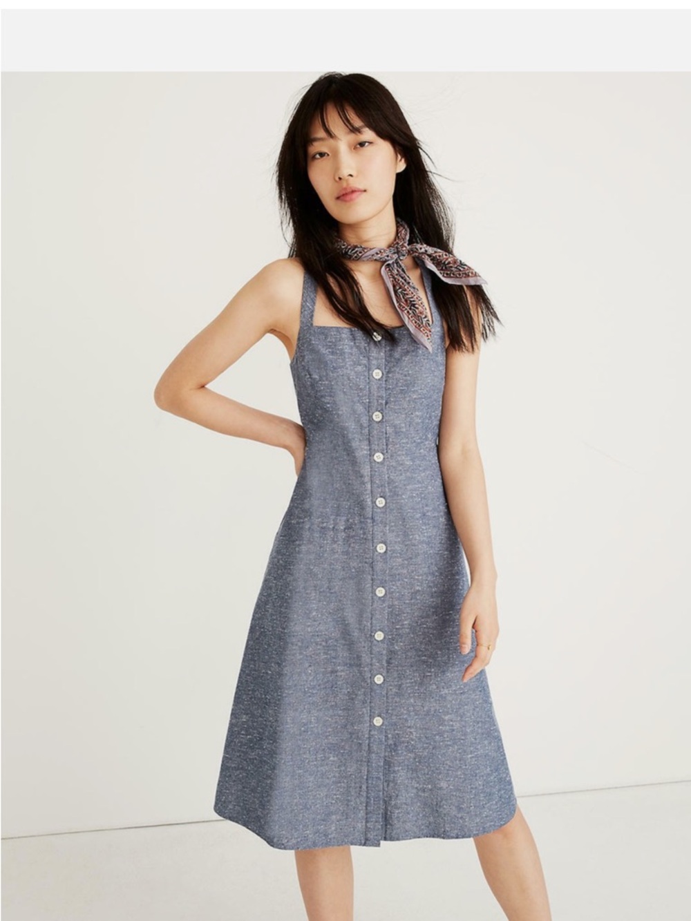 Madewell Button-Front Blue Sundress - Classic A-Line